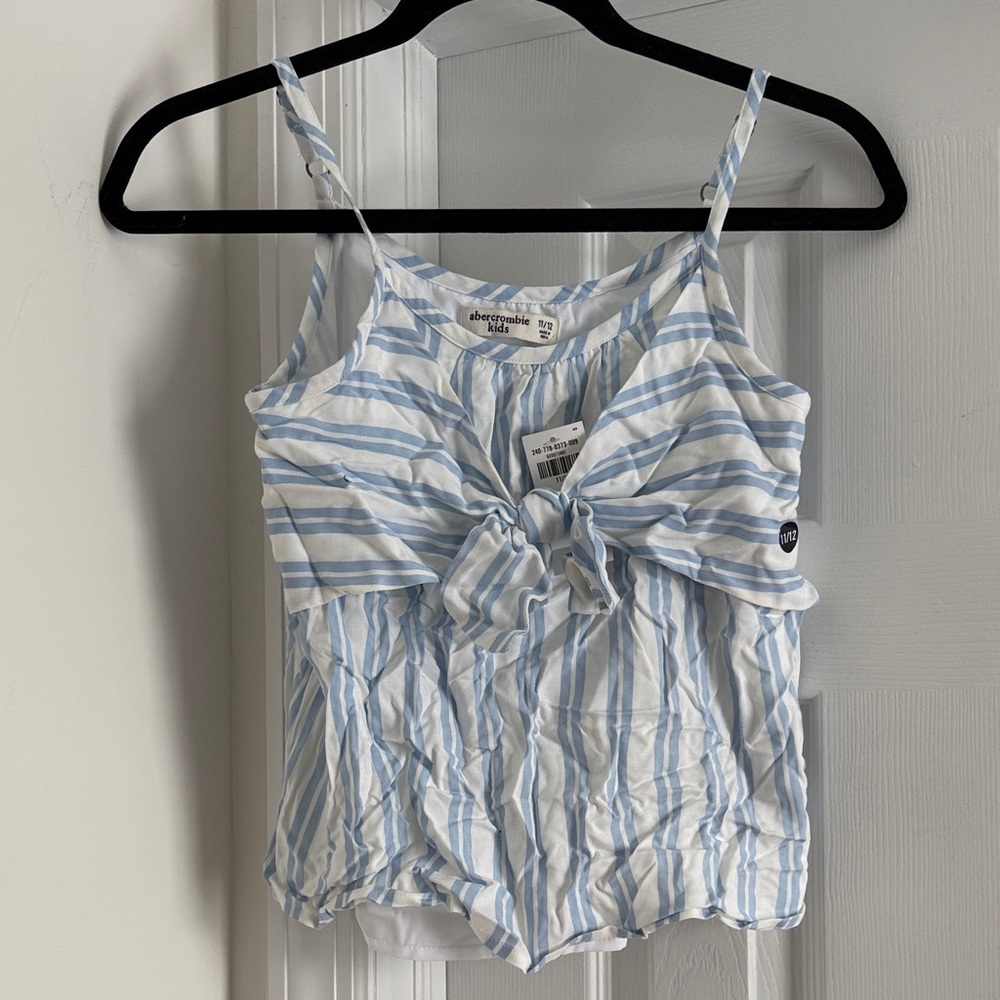 Abercrombie & Fitch Light Blue and White Striped Camisole